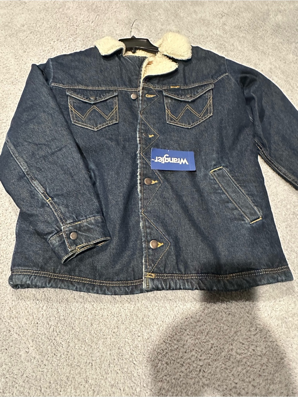 Wrangler Adult' Dark Blue Sherpa-Lined Denim Jacket
